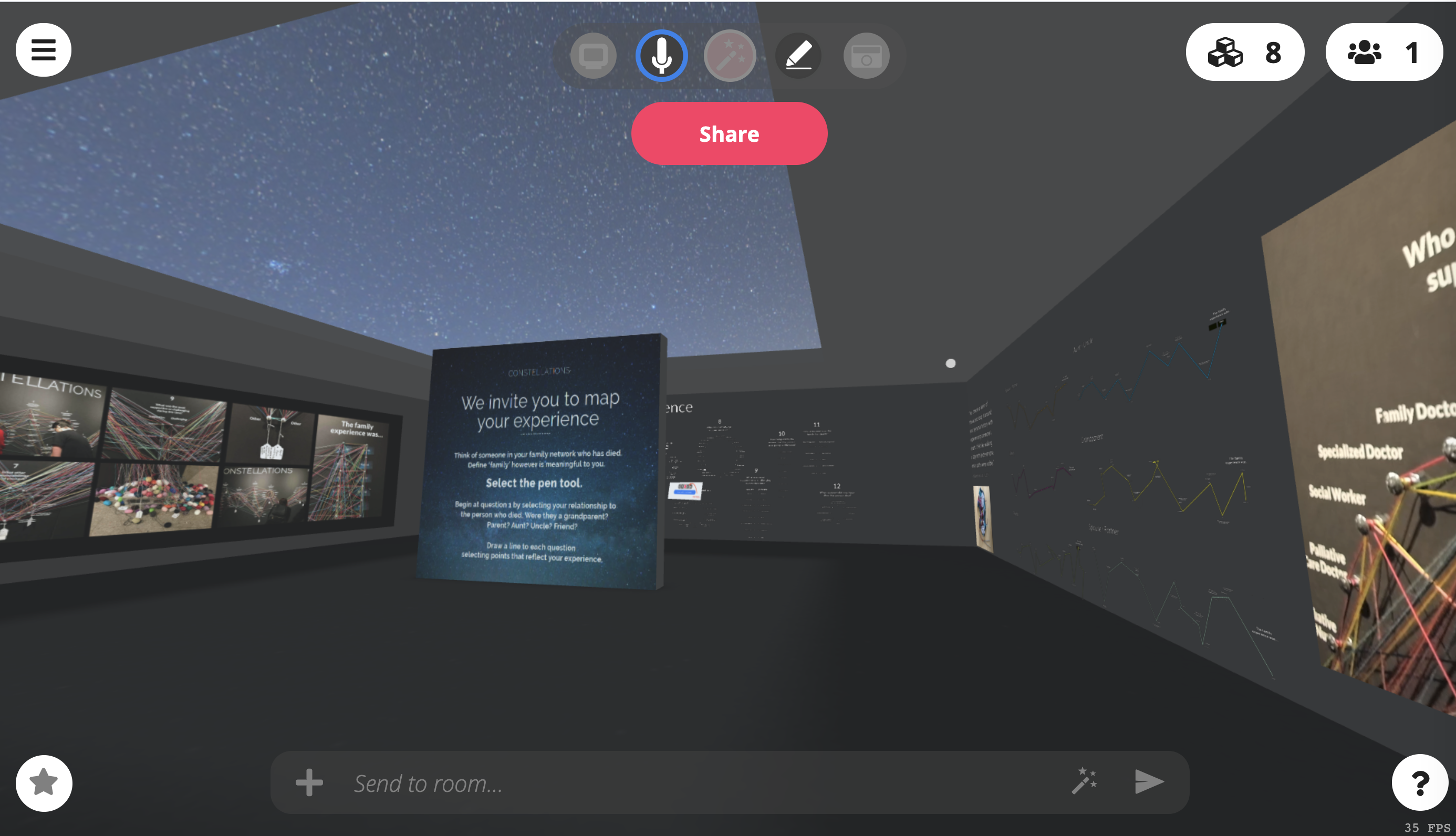 Inside the Constellations' VR installation "We invite you to map your family experience."